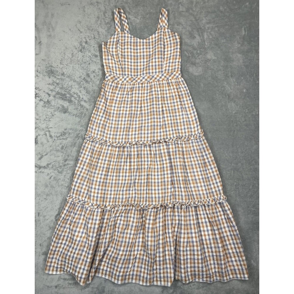 Madewell XS Multicolor Gingham Tiered Tank Top Dress